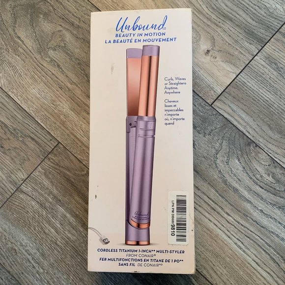 NEW CONAIR UNBOUND BEAUTY IN MOTION CORDLESS TITANIUM 1 INCH MULTI-STYLER PURPLE - Picture 1 of 7